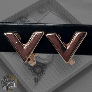 Rose Gold V Clip-On Stud Earrings